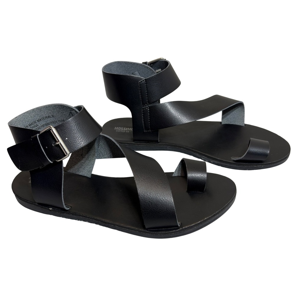 Mossimo Gladiator Sandals Womens 11 Black Toe Loop Ankle Strap Flat Summer Shoes